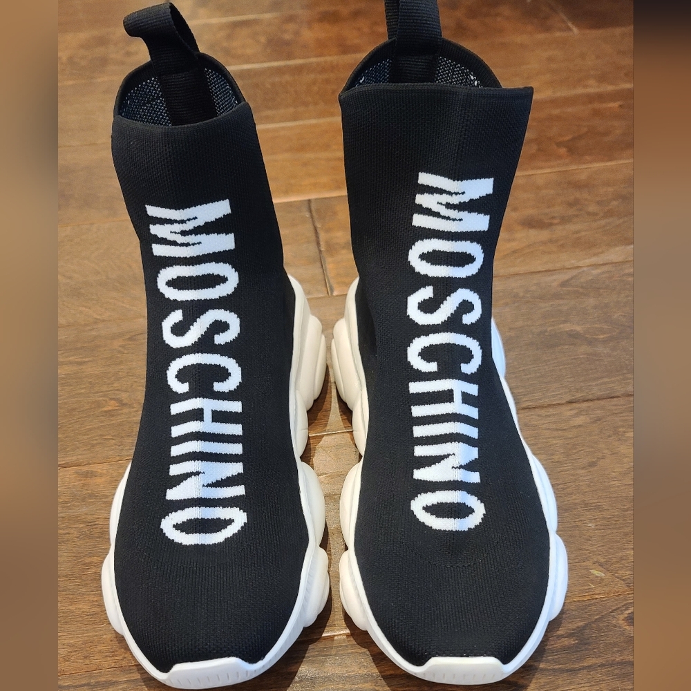 Moschino Monochrome High-Top Sneakers
